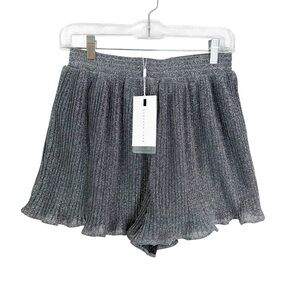 NWT Anthropologie Endless Rose Silver Metallic Pleated Bea Shorts Size S